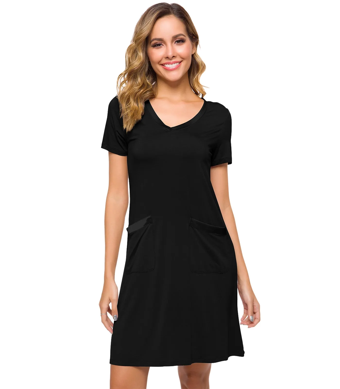 WiWi Soft Bamboo Sleep Shirts with Pockets