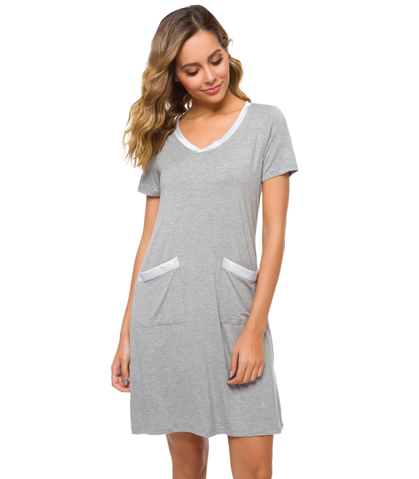 WiWi Soft Bamboo Sleep Shirts with Pockets