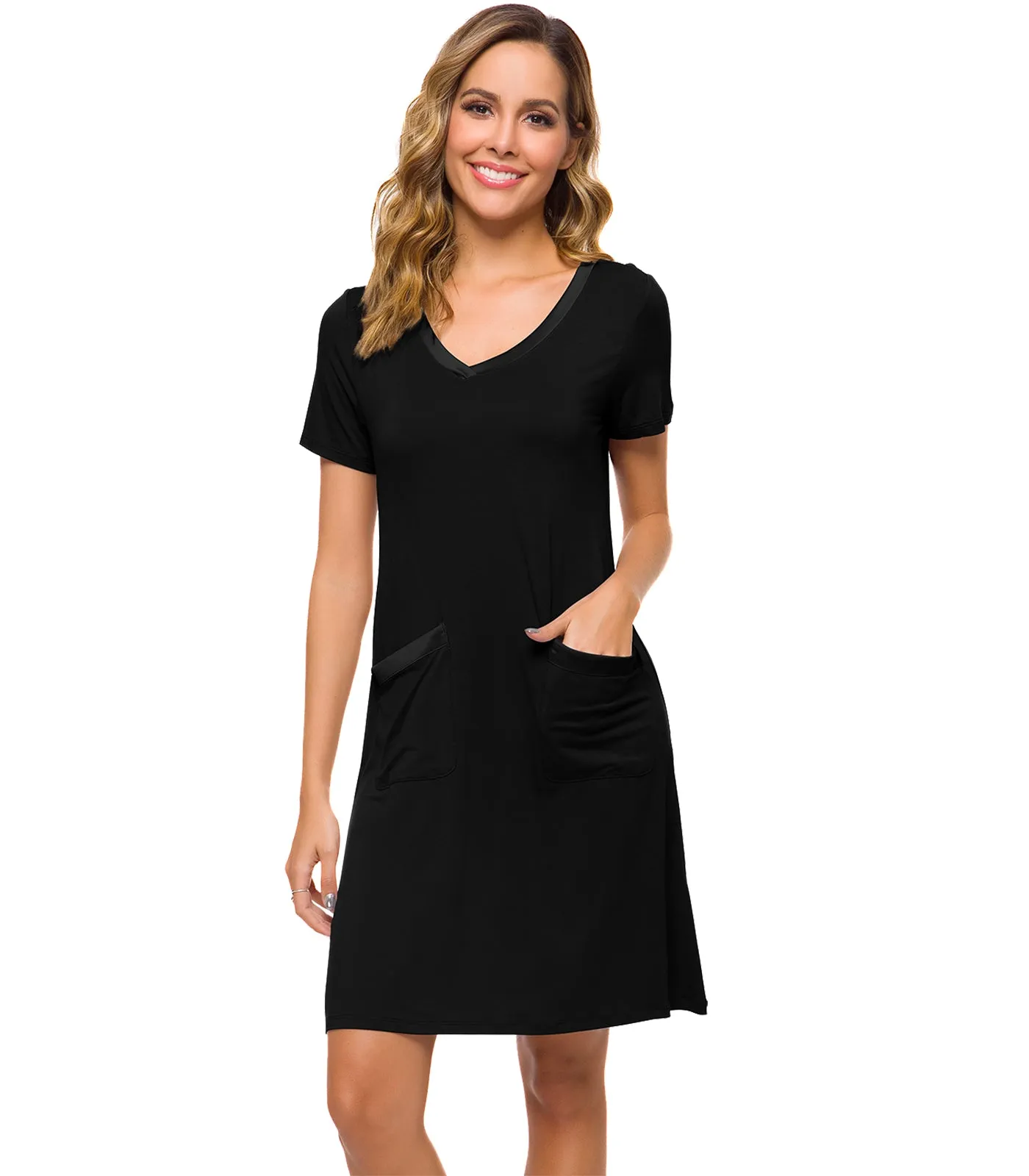 WiWi Soft Bamboo Sleep Shirts with Pockets