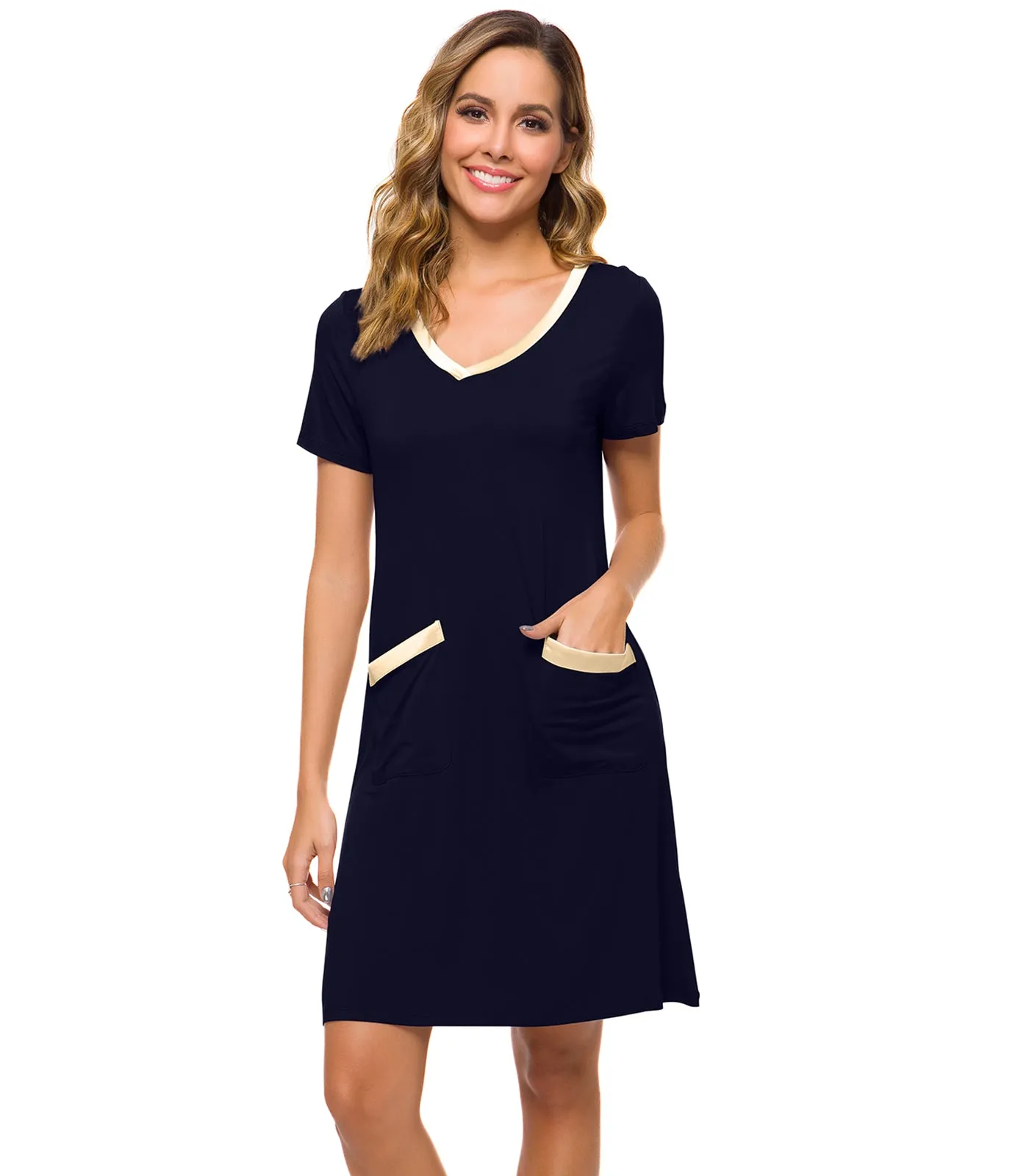 WiWi Soft Bamboo Sleep Shirts with Pockets