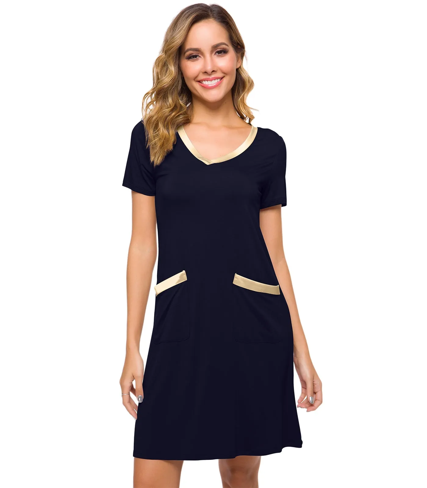 WiWi Soft Bamboo Sleep Shirts with Pockets