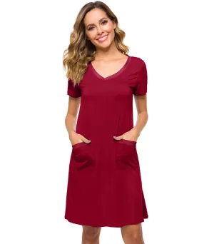 WiWi Soft Bamboo Sleep Shirts with Pockets