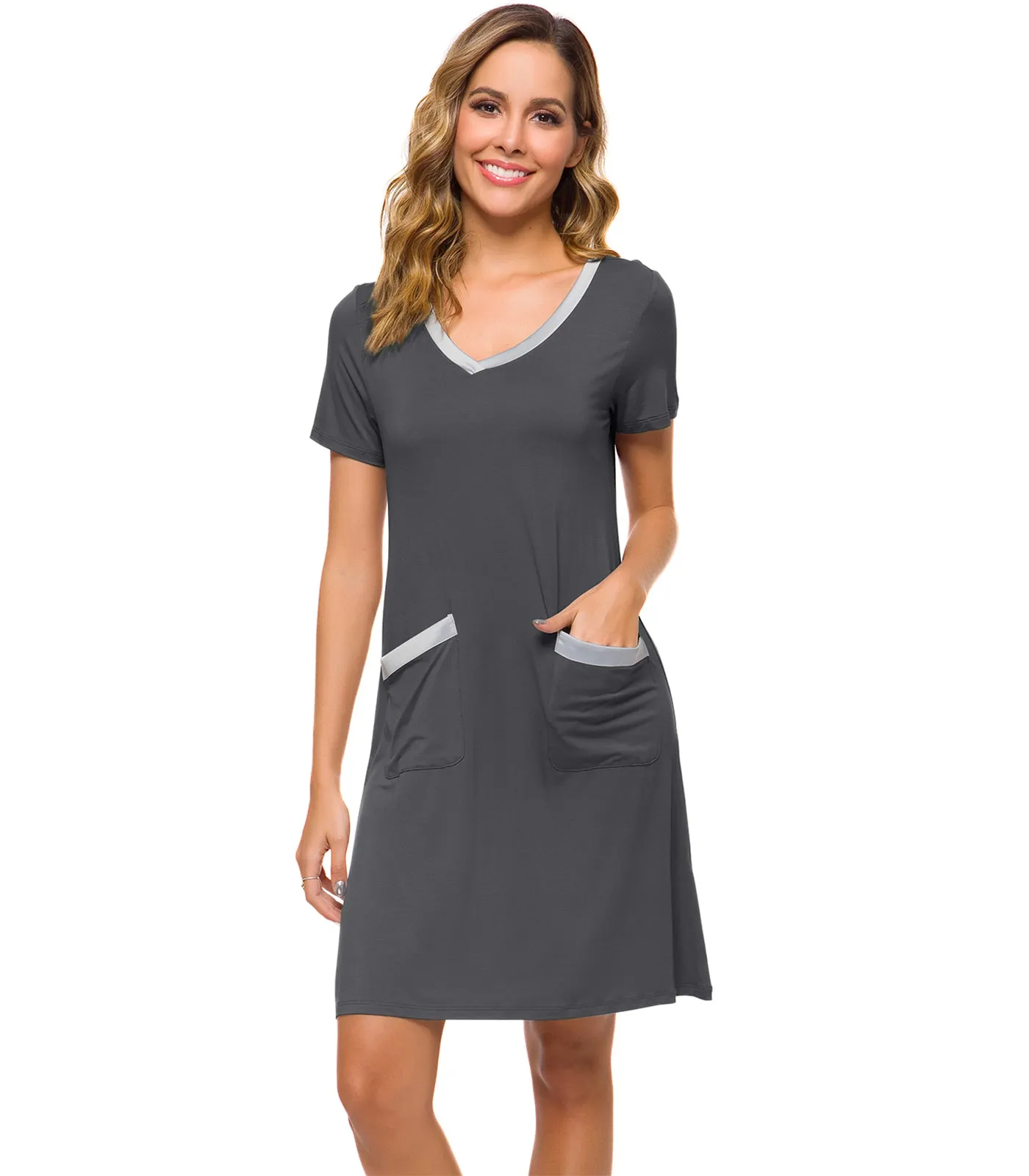 WiWi Soft Bamboo Sleep Shirts with Pockets