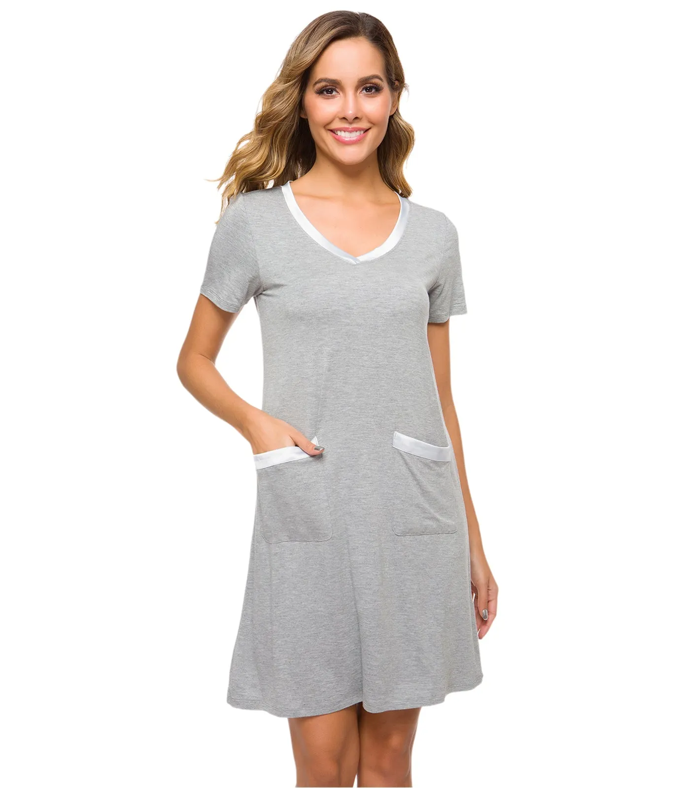 WiWi Soft Bamboo Sleep Shirts with Pockets