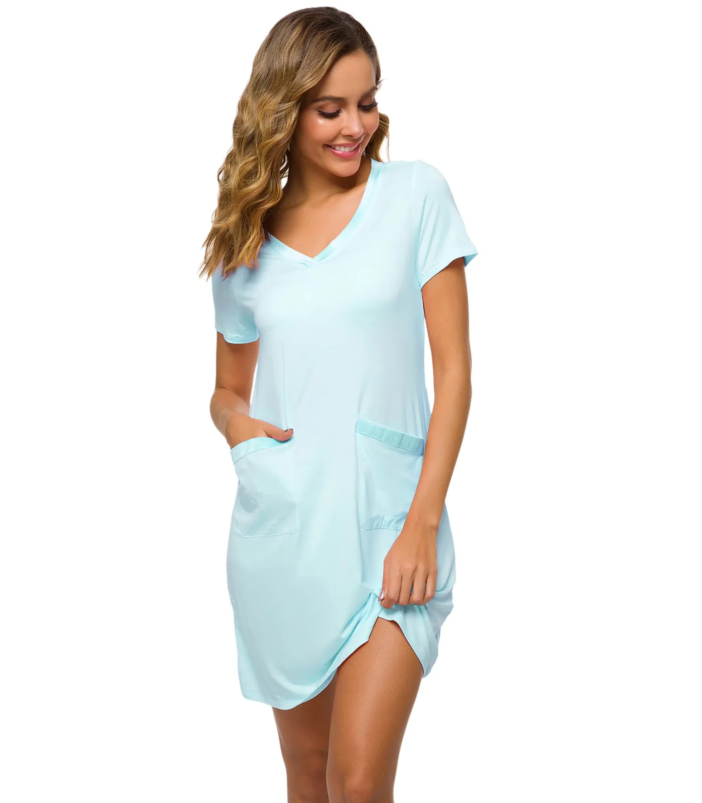 WiWi Soft Bamboo Sleep Shirts with Pockets