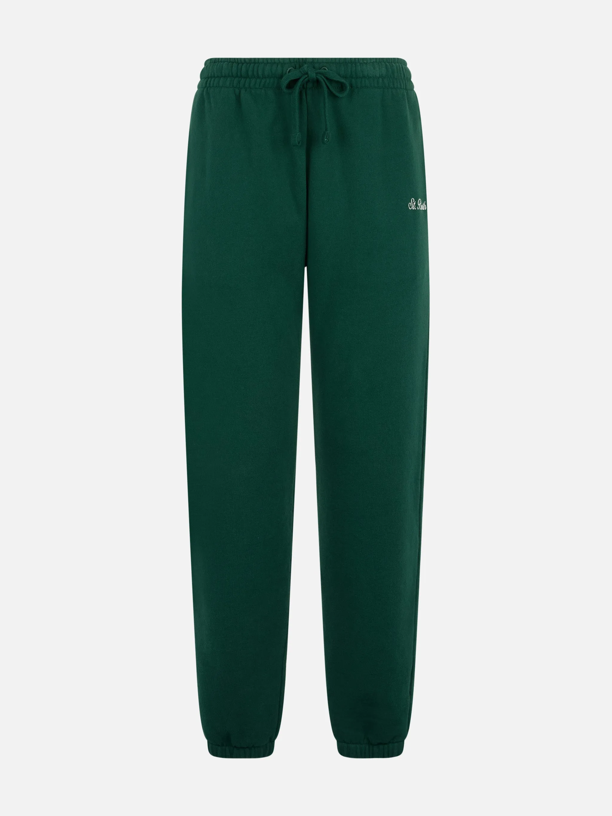 Woman British green cotton fleece jogger pants Odalys