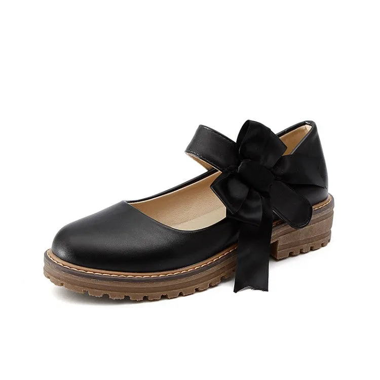 Women Bowtie Middle Heel Pumps
