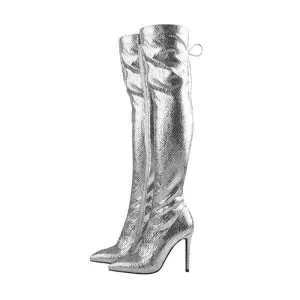 Women Lace Up Over The Knee Long Boots