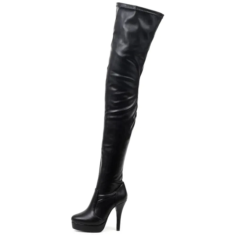 Women Over-the-Knee Boots 12CM High Heel Platform Side-Zip Women