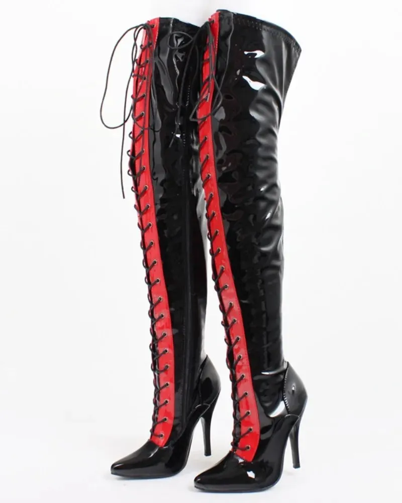 Women Over-the-Knee Boots 12CM Super High Heel Cross-tied Mixed Colors Ladies Shoes