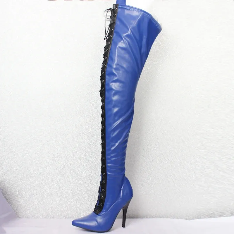 Women Over-the-Knee Boots 12CM Super High Heel Cross-tied Mixed Colors Ladies Shoes