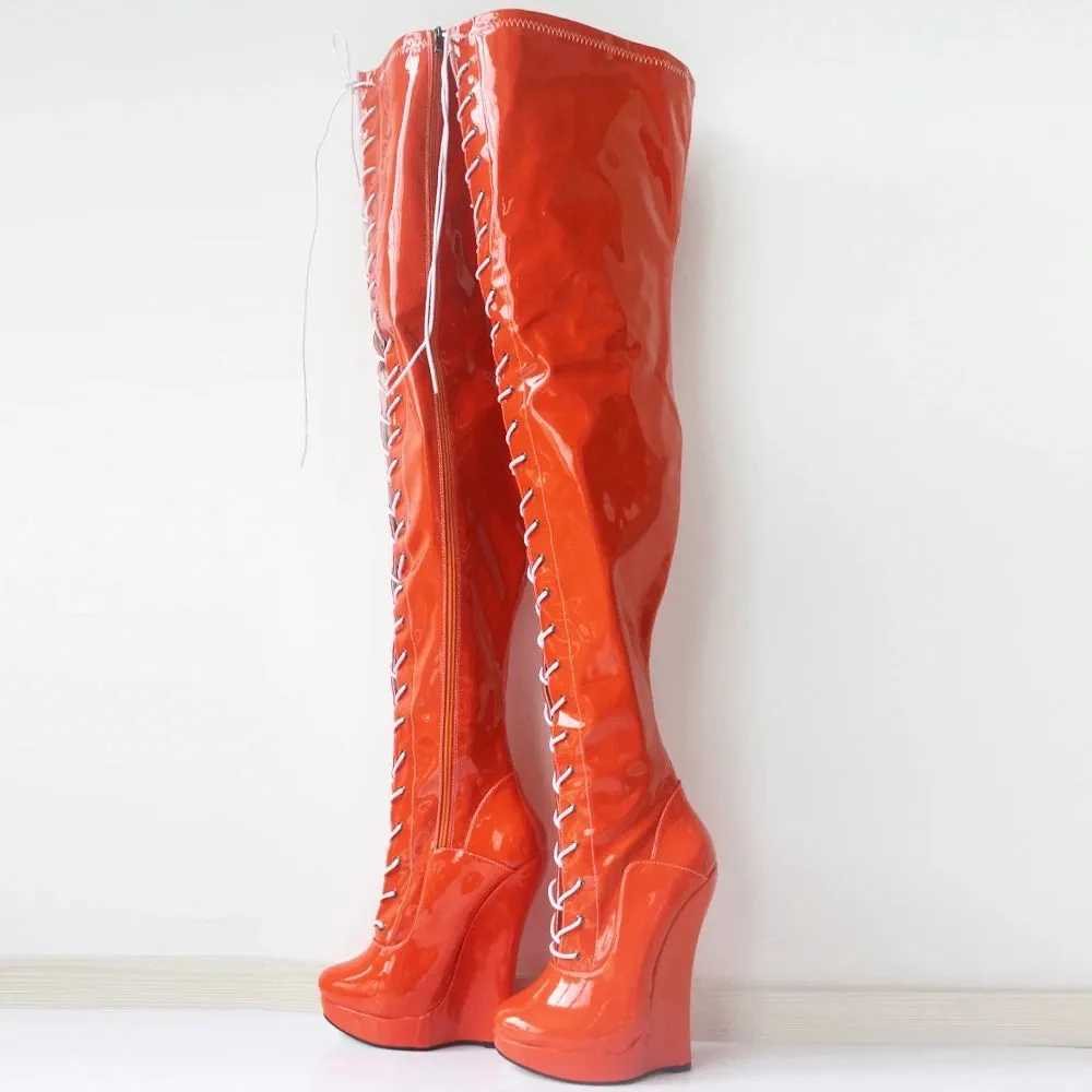 Women Over-the-knee Boots 18CM Super High Wedge Heel  Long Boots