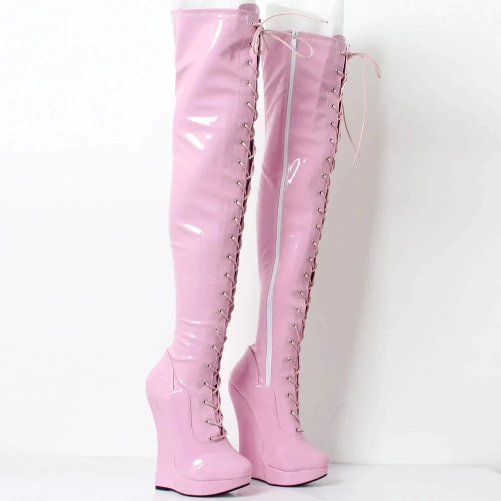 Women Over-the-knee Boots 18CM Super High Wedge Heel  Long Boots