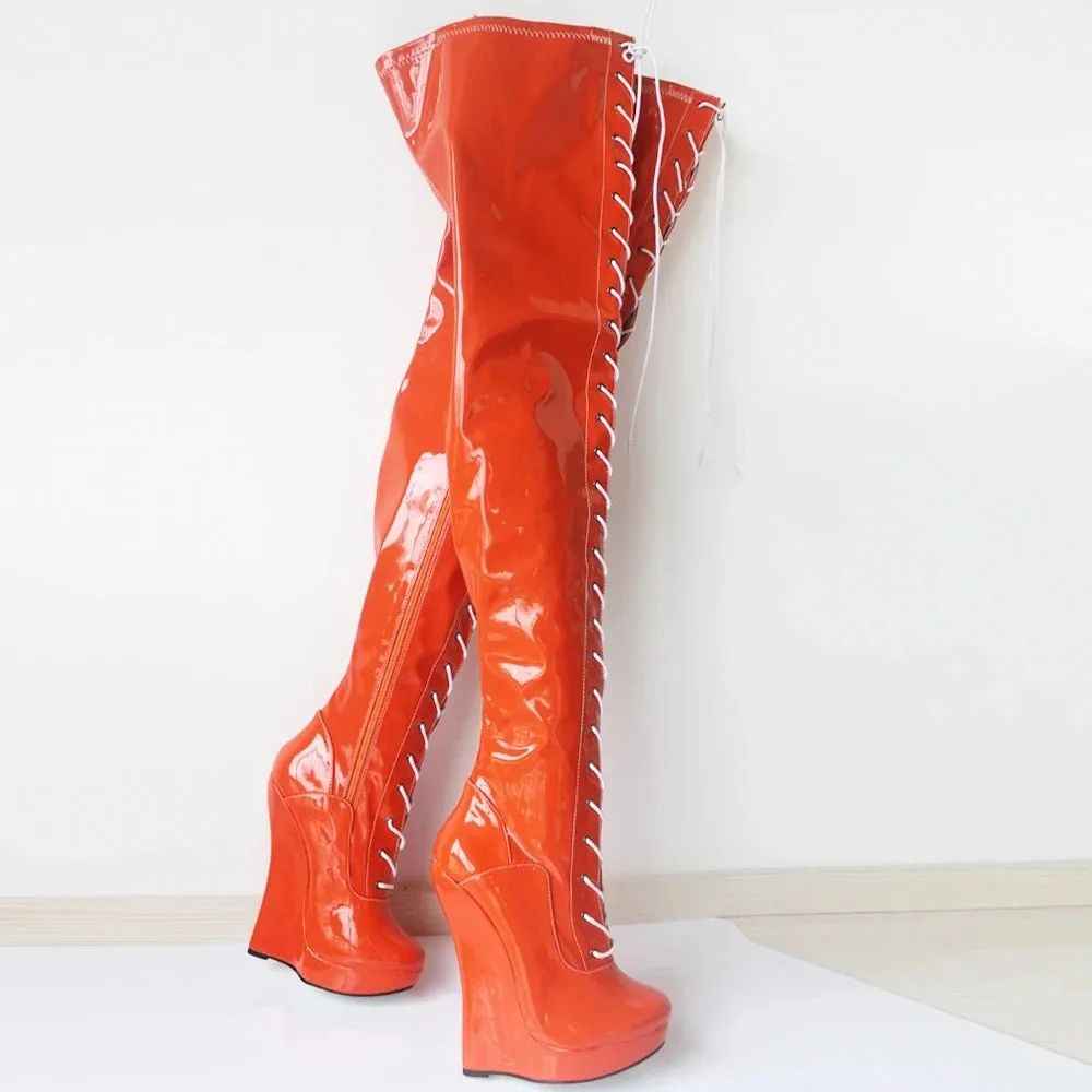 Women Over-the-knee Boots 18CM Super High Wedge Heel  Long Boots