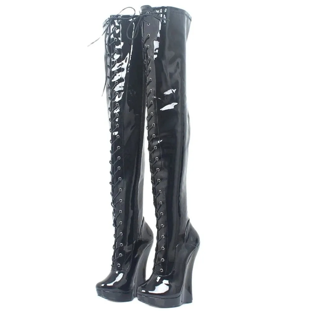 Women Over-the-knee Boots 18CM Super High Wedge Heel  Long Boots