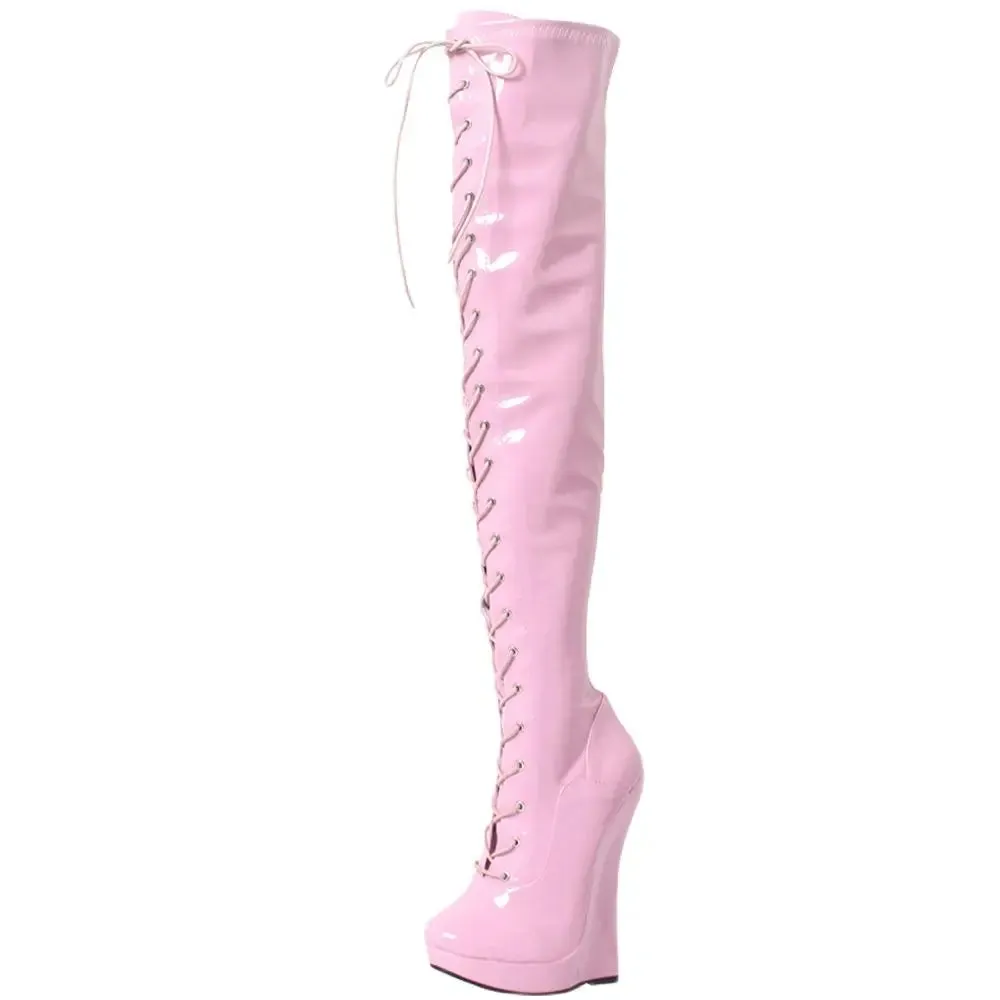 Women Over-the-knee Boots 18CM Super High Wedge Heel  Long Boots