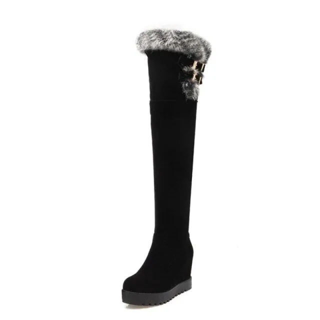 Women Over The Knee Boots Round Toe Slip On