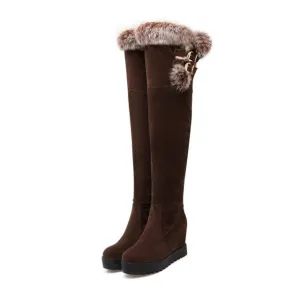 Women Over The Knee Boots Round Toe Slip On