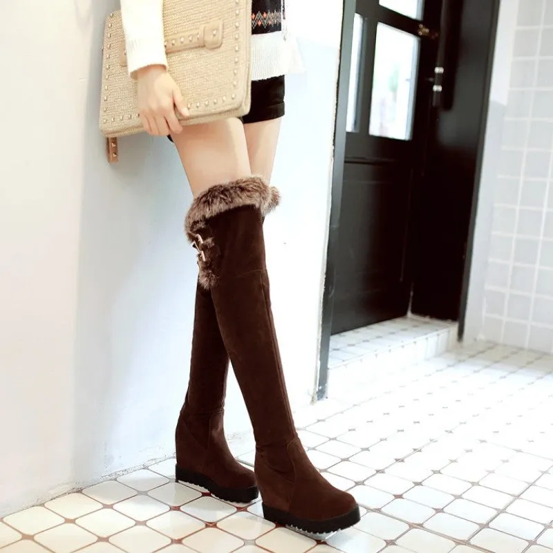 Women Over The Knee Boots Round Toe Slip On
