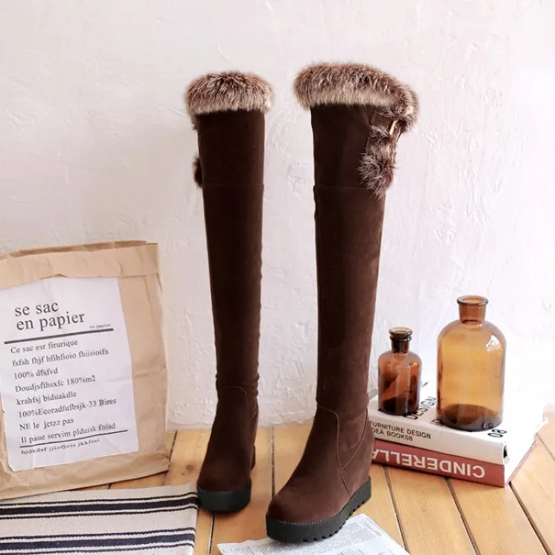 Women Over The Knee Boots Round Toe Slip On
