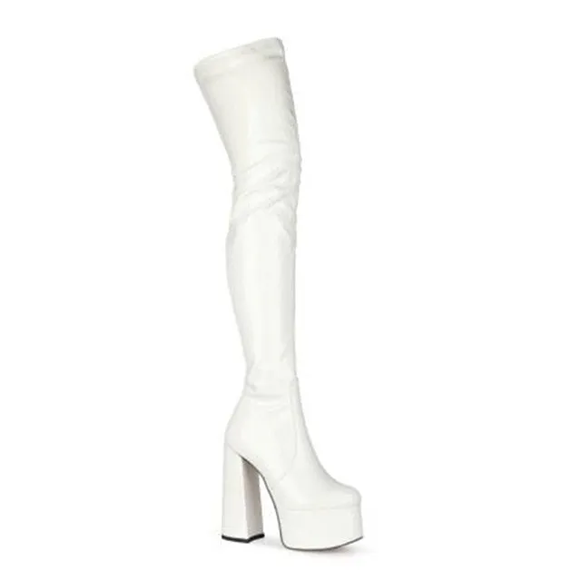 Women Thigh High Boots Patent Leather