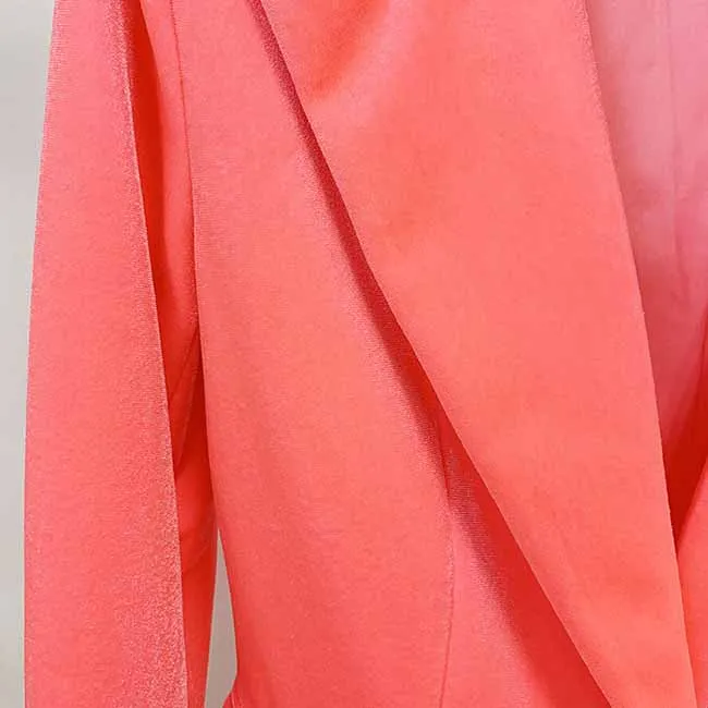 Women Velvet Coral Pantsuit One Button Blazer   Mid-High Rise Flare Trousers Pants Suit, Wedding Suit,