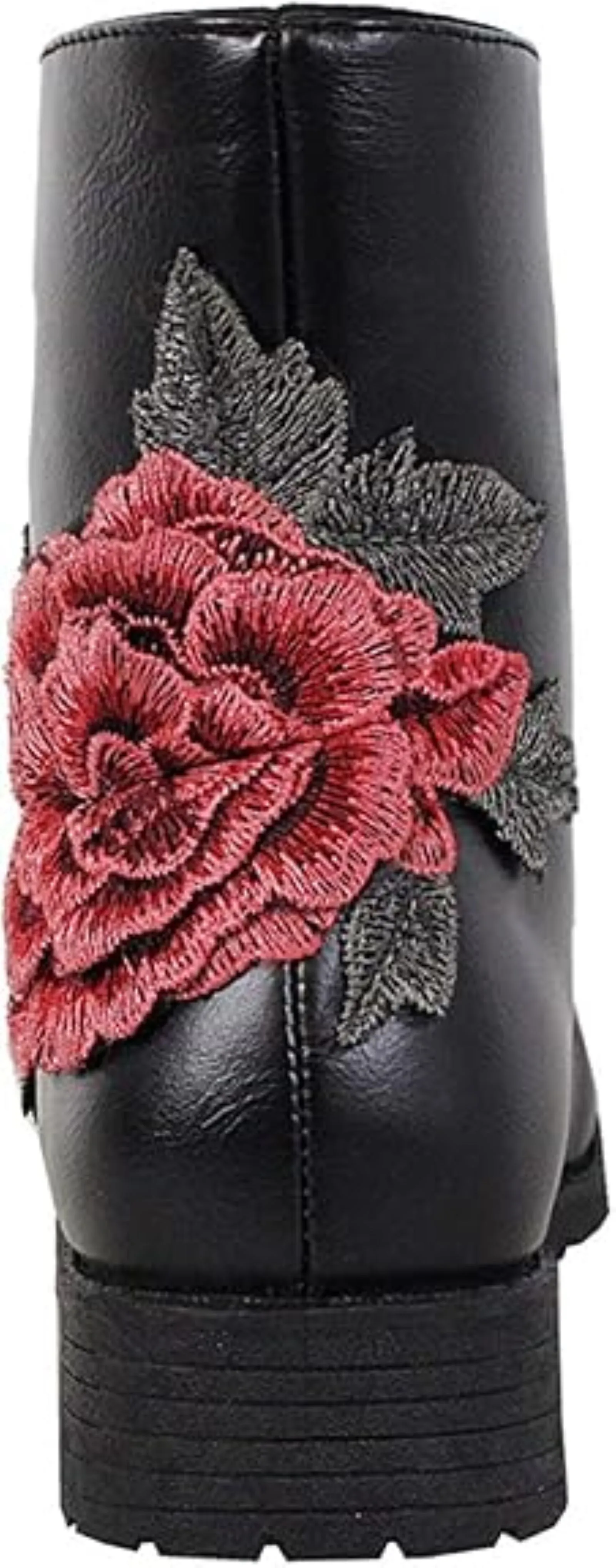 Womens 3D Flower Embroidery Lace Up Topic Winter Military Combat Boots