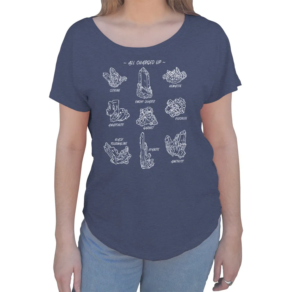 Women's All Charged Up Crystal Chart Scoop Neck T-Shirt