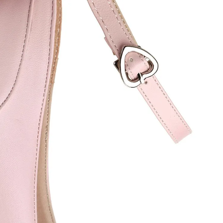 Women's Ankle Strap Bow Chunky Heels Pumps Shoes