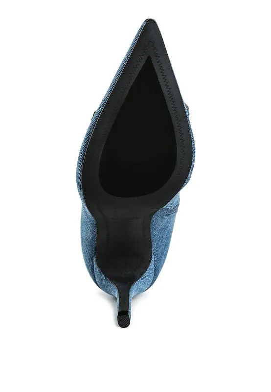Women's Bow Detail Denim Ankle Boots