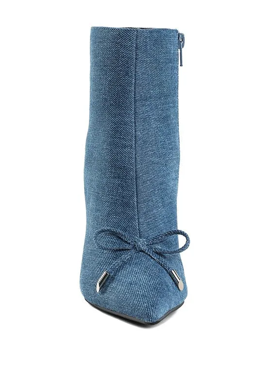 Women's Bow Detail Denim Ankle Boots