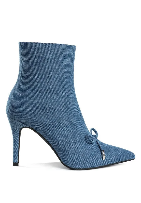 Women's Bow Detail Denim Ankle Boots