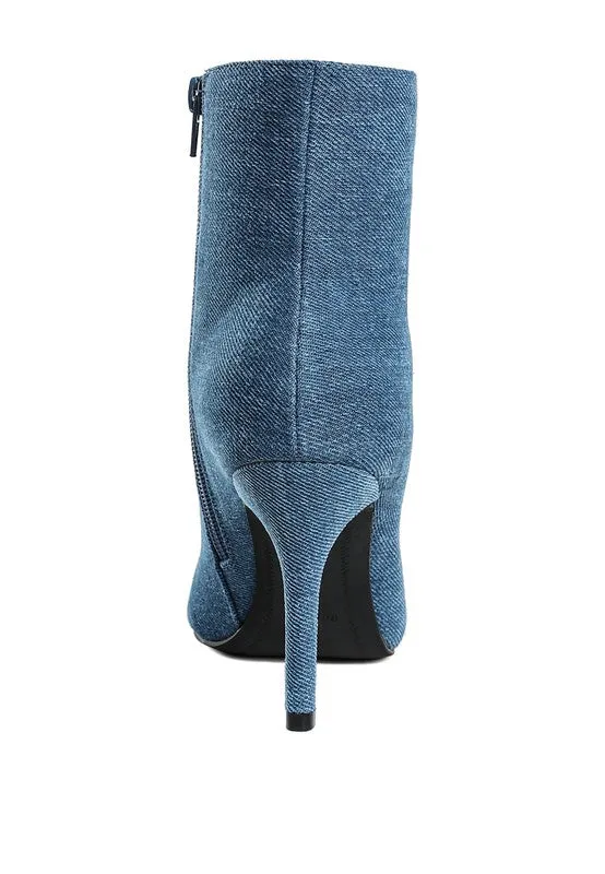 Women's Bow Detail Denim Ankle Boots