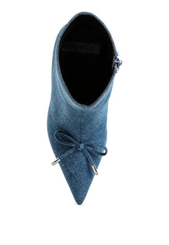 Women's Bow Detail Denim Ankle Boots