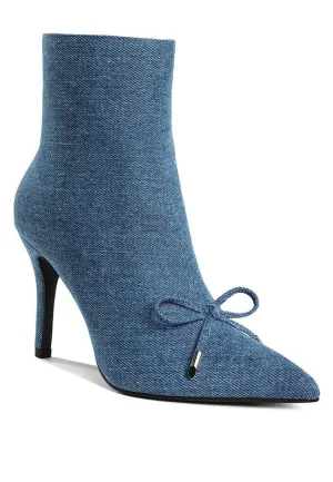 Women's Bow Detail Denim Ankle Boots