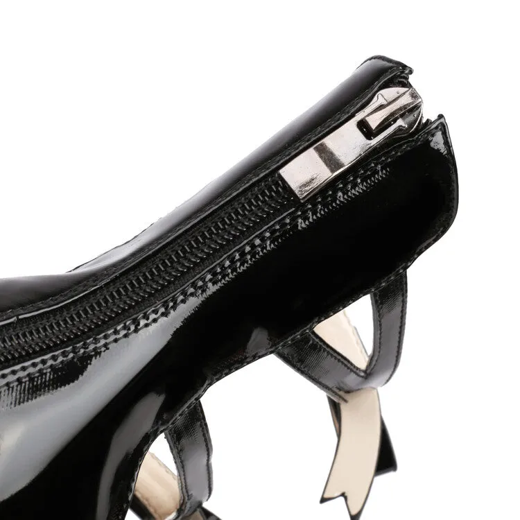 Women's Bow Tie Multi Buckle Straps Block Heel Mary Jane Platform Pumps