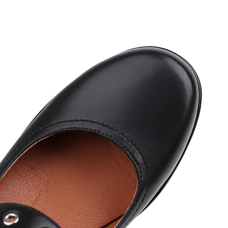 Women's Buckle Block Heel Mary Jane Platform Pumps