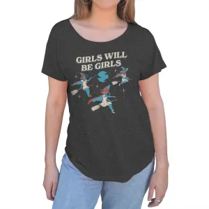 Women's Girls Will Be Girls Witch Scoop Neck T-Shirt