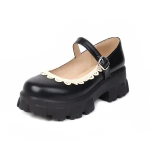 Women's High Heel Pu Leather Mary Janes Buckle Straps Platform Pumps