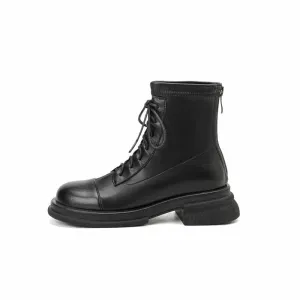 Women's lace up martin boots low heel bootie