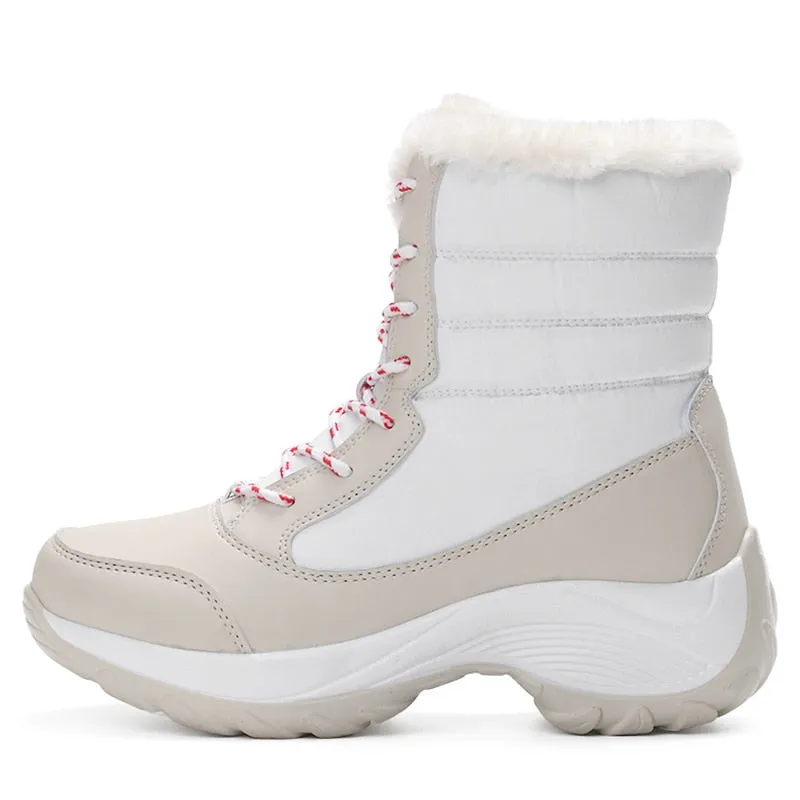 Womens Lace-Up Platform Boots Winter Proof