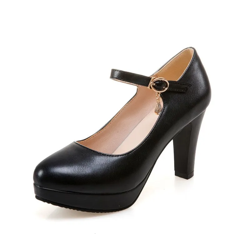 Women's Mary Janes Cone Heel Platform Pumps