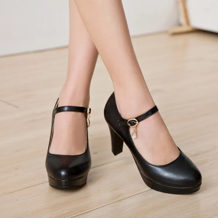 Women's Mary Janes Cone Heel Platform Pumps