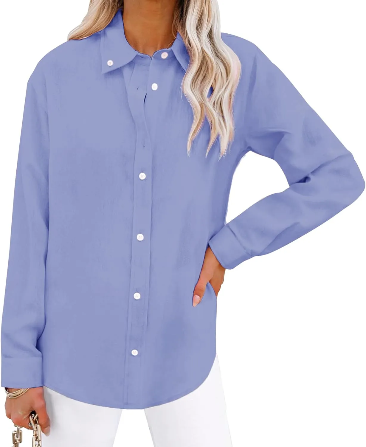 Womens Oxford Shirts Button Down Shirts Cotton Dress Shirts Long Sleeve Collared Work Office Blouses