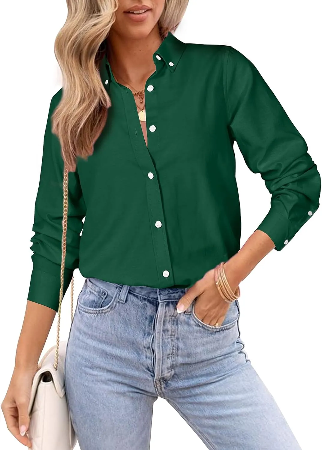 Womens Oxford Shirts Button Down Shirts Cotton Dress Shirts Long Sleeve Collared Work Office Blouses