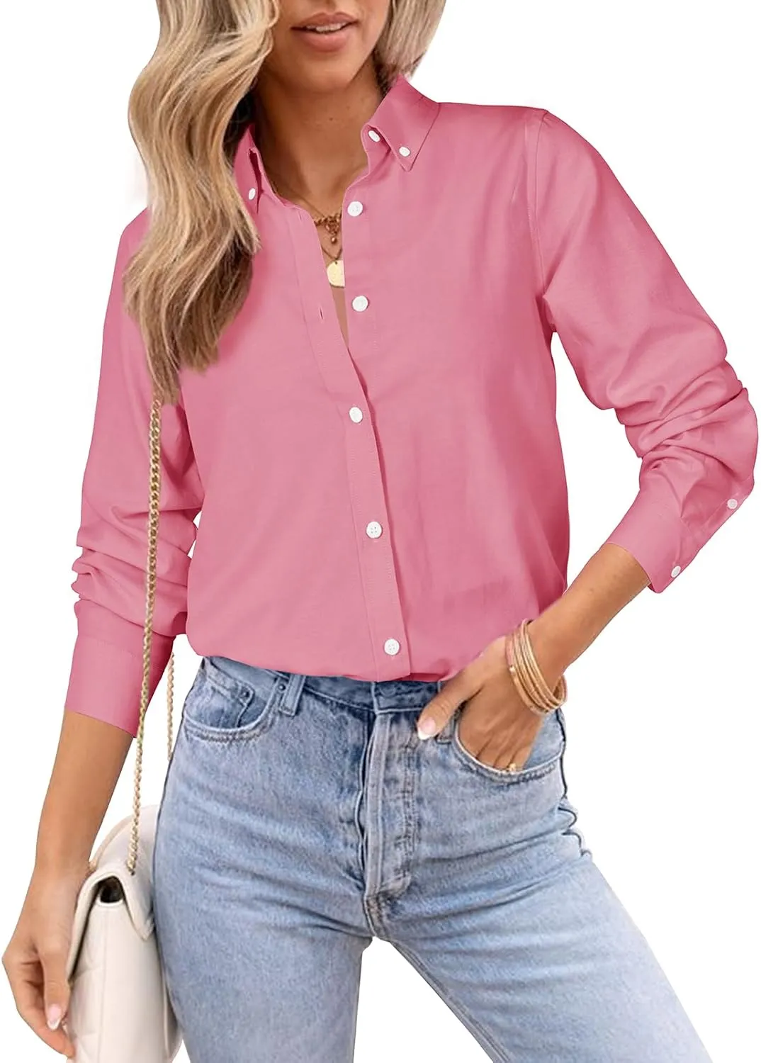 Womens Oxford Shirts Button Down Shirts Cotton Dress Shirts Long Sleeve Collared Work Office Blouses