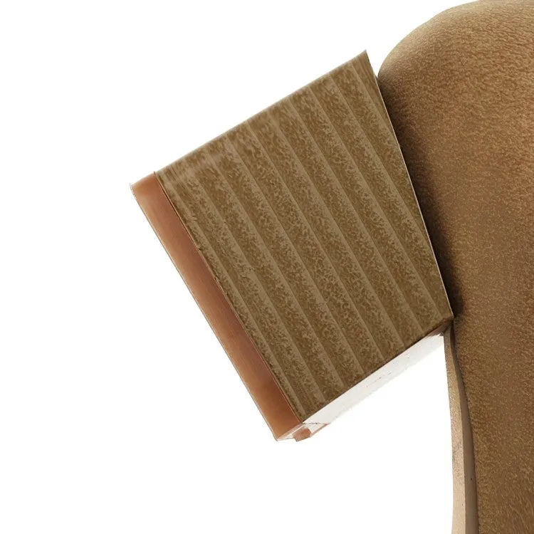 Women's Patchwork Block Chunky Heel Knee High Boots