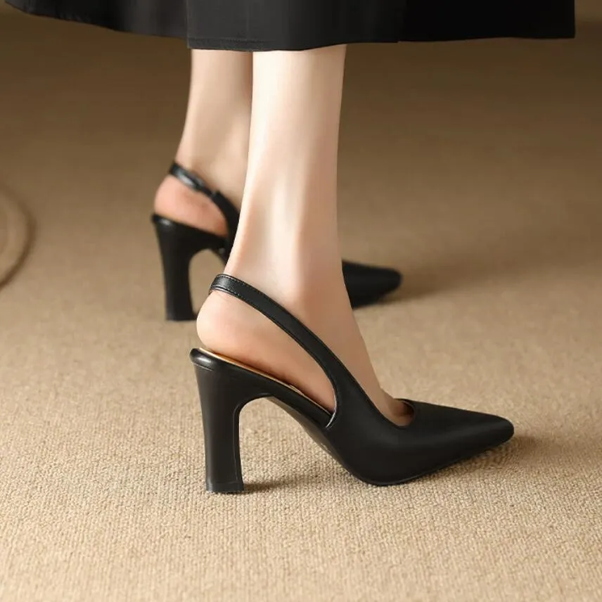 Women's Petite Size Chunky Slingback Heels ANLE22
