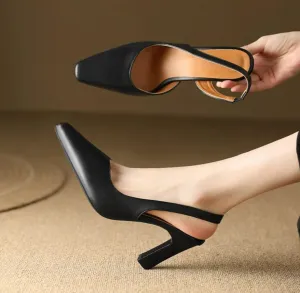 Women's Petite Size Chunky Slingback Heels ANLE22