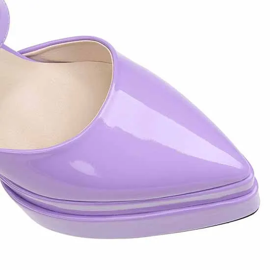 Women's Platform Pumps Chunky Ankle Strap Round Toe High Heel Shoes